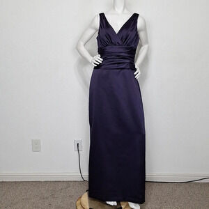 David's Bridal Purple Bridal Formal Satin Sleeveless Gown Maxi Dress Size 10
